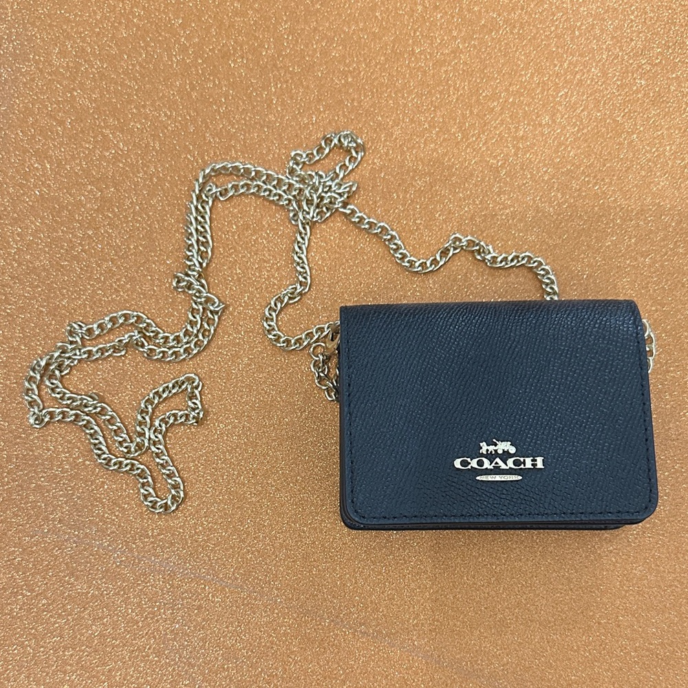 Coach Black Bag with Gold Chain